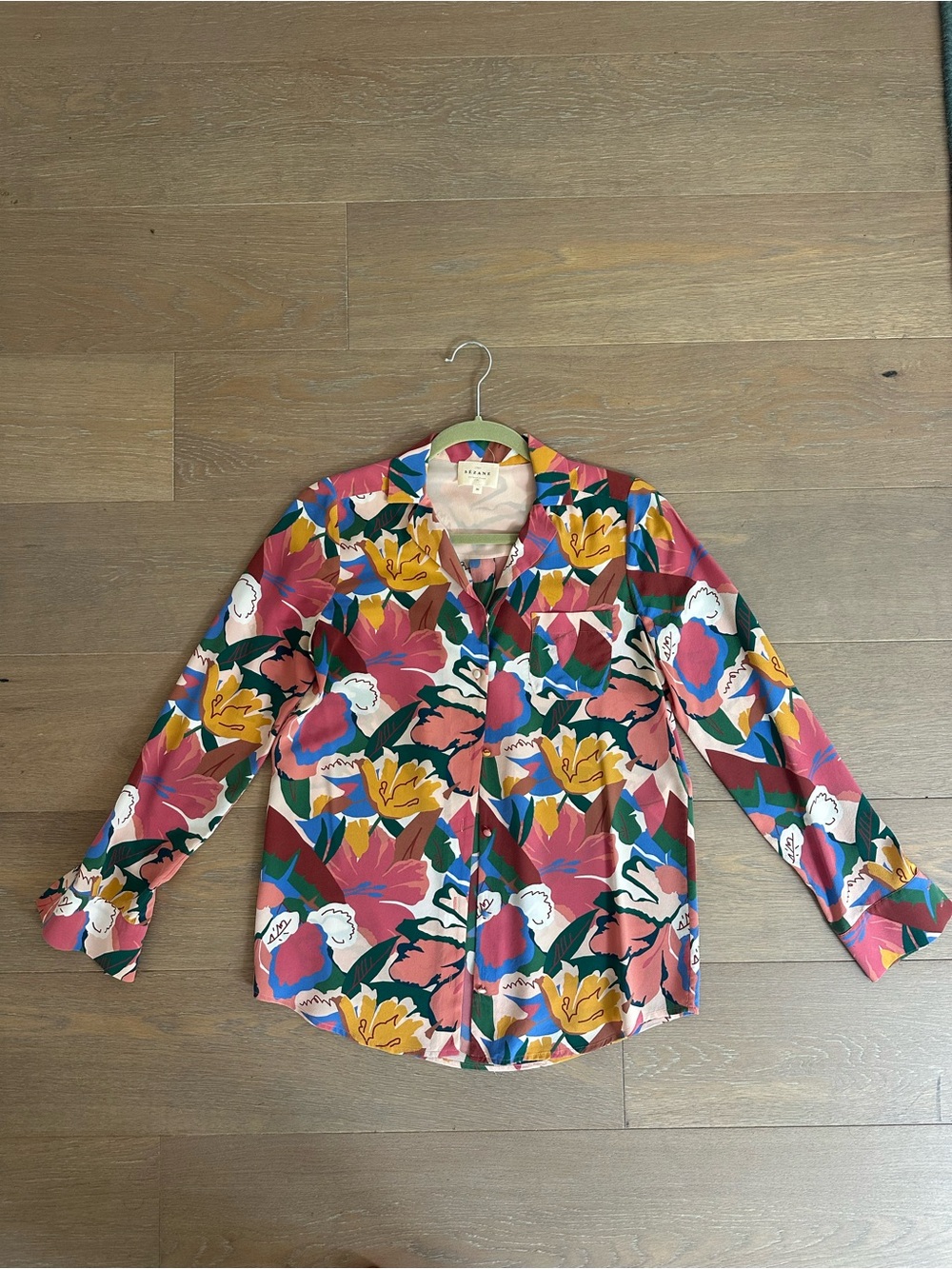 Sezane Pink Multi Floral Button-Down Shirt